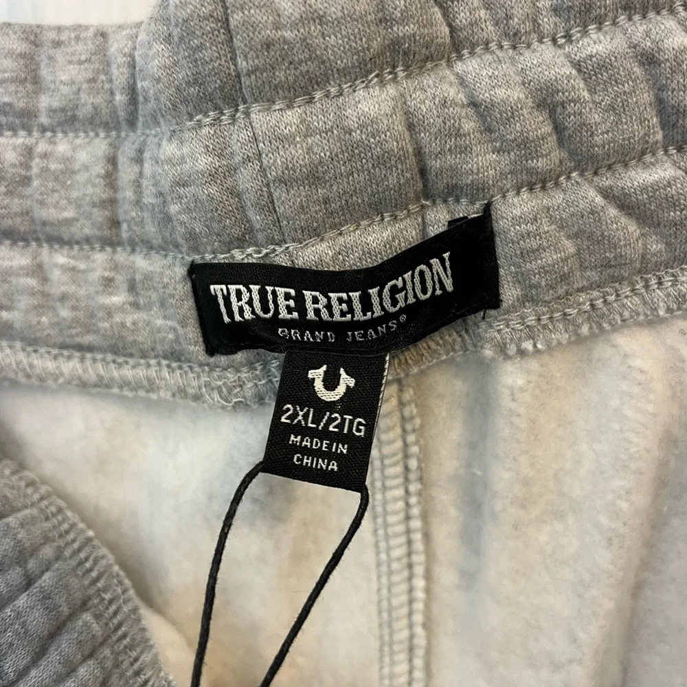 NWT True Religion Gray Joggers with Blue Logo